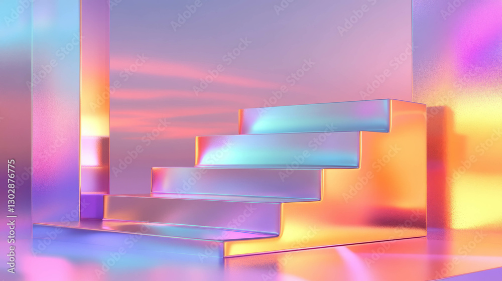Aufkleber Vibrant gradient staircase scene in abstract modern design for visual art projects