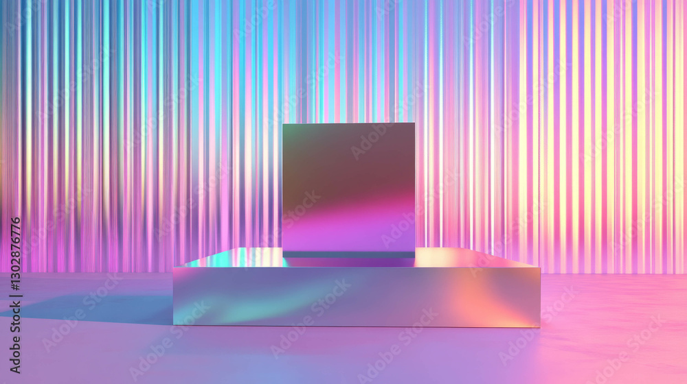 Poster Abstract pastel gradient background with podium for showcase and design