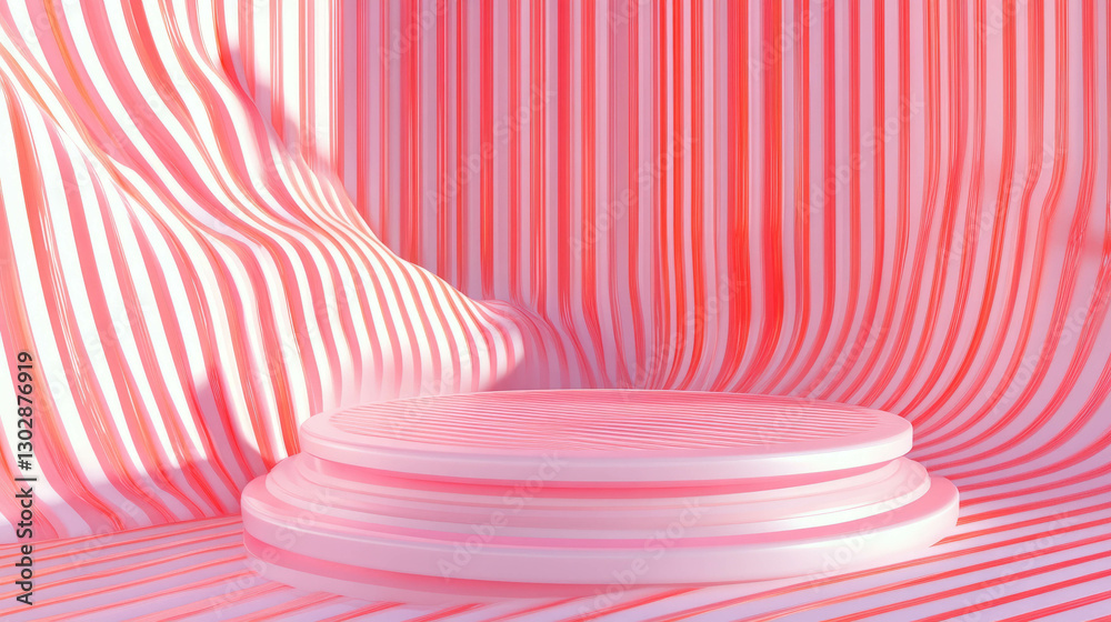Poster Futuristic abstract background with podium and wavy patterns for design themes