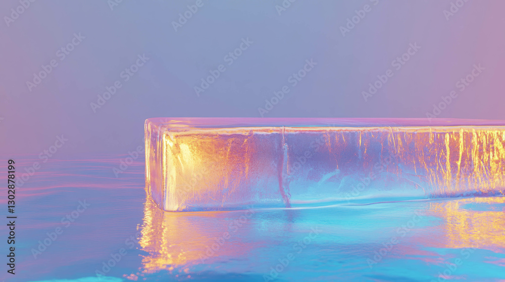 Poster abstract ice podium with vibrant colors for modern design projects