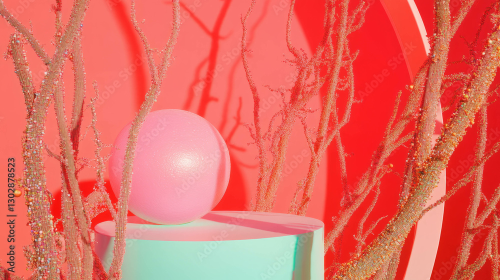 Poster abstract pastel background with podium and decorative elements