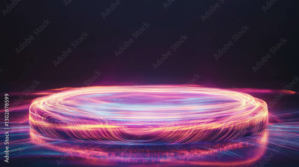 Poster Futuristic abstract background with glowing podium for display and design