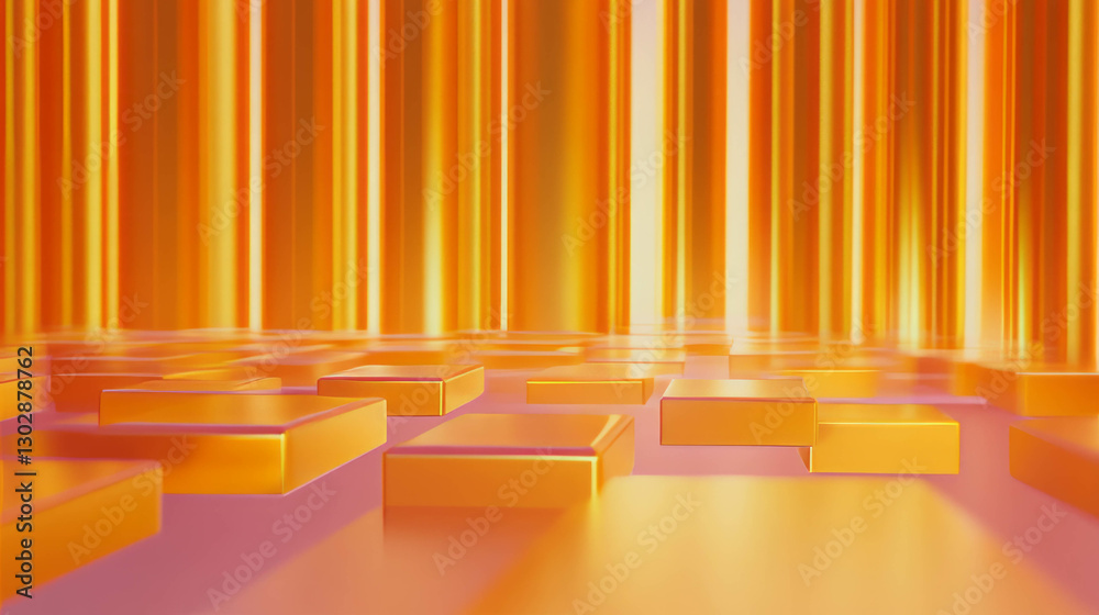 Poster futuristic abstract background with golden podium for modern display design