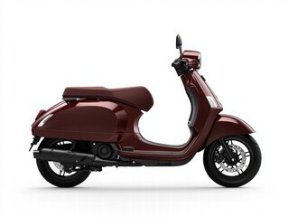 Obraz premium Elegant maroon scooter parked on white background, stylish design