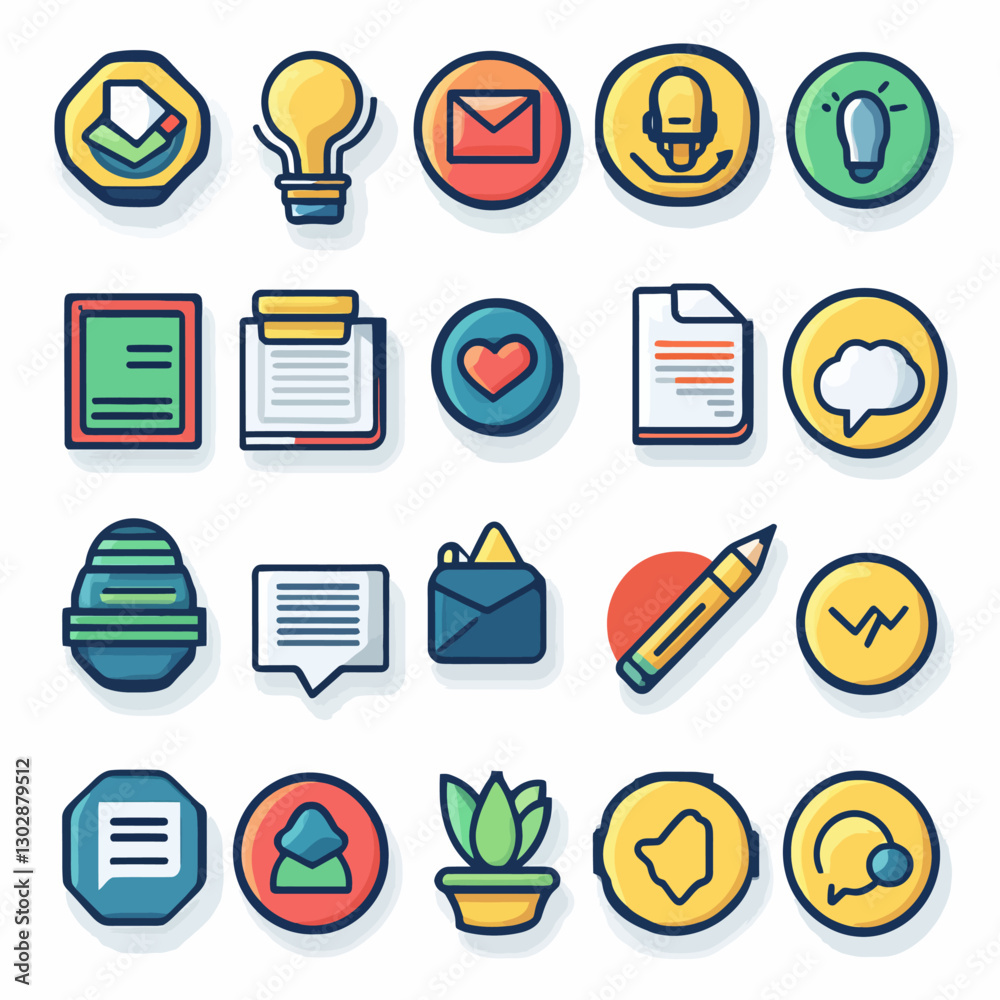 Poster collection of modern web and app interface vector icons and symbols