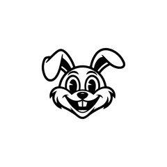 Bunny head sign. Funny easter rabbit emblem. Modern style bunny sign. Vector illustration