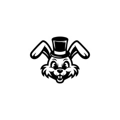 Bunny head sign. Funny easter rabbit emblem. Modern style bunny sign. Vector illustration