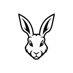 Bunny head sign. Funny easter rabbit emblem. Modern style bunny sign. Vector illustration