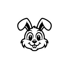 Bunny head sign. Funny easter rabbit emblem. Modern style bunny sign. Vector illustration