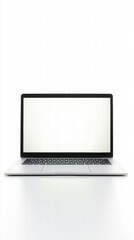 Fototapeta premium Minimalist Silver Laptop with Blank Screen on White Background