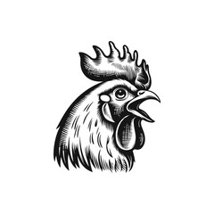 Retro engraving illustration of rooster head. Vector illustration