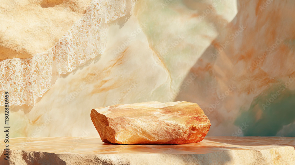 Poster Abstract stone podium with textured background for modern design concepts