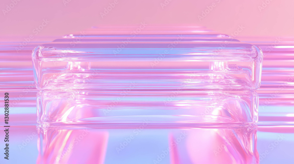 Aufkleber abstract pastel background with a podium of stacked transparent blocks for modern design