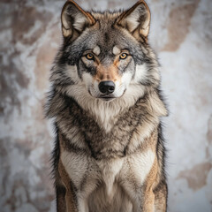 Obraz premium Water Color, Majestic wolf staring intently forest habitat animal photography natural setting close-up view wildlife conservation