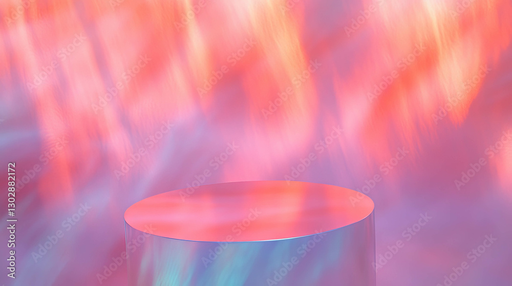 Poster abstract vibrant background with cylindrical podium for creative design display