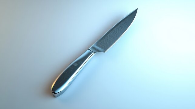 A silver knife is shown on a white background