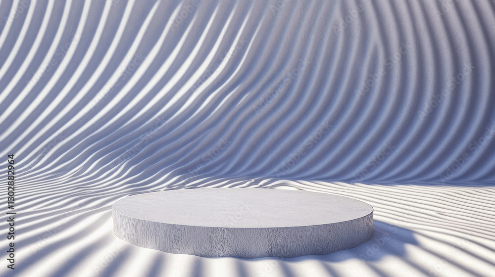 Poster Minimalist abstract background with textured podium for product display
