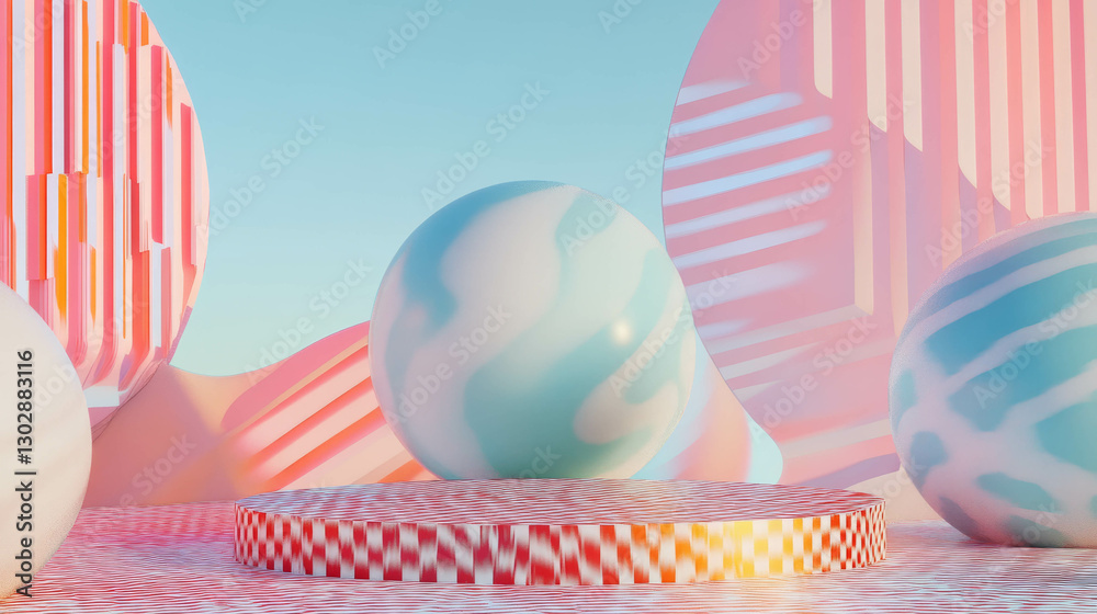 Poster Modern abstract background with podium and geometric elements for design concepts