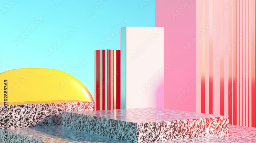Poster vibrant abstract background with geometric podium for modern design