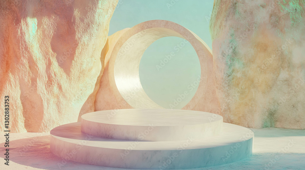 Poster Minimalist abstract background with circular podium for modern design projects