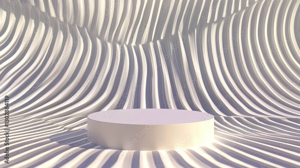 Poster Modern abstract background featuring a stylized podium with wavy patterns for creative display