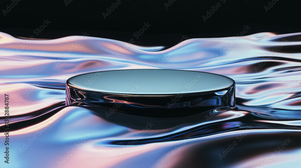 Poster Futuristic elegant abstract background with reflective podium for modern display