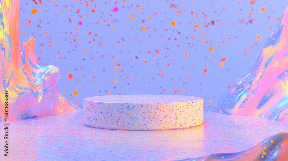 Poster vibrant abstract background with circular podium for artistic display