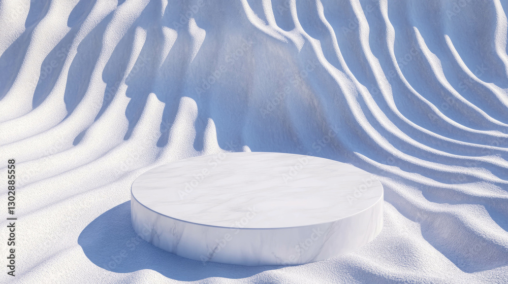 Poster elegant abstract background featuring marble podium on textured surfaces for product display