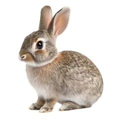 Obraz premium small cute sitting rabbit bunny with light brown fur on transparent background