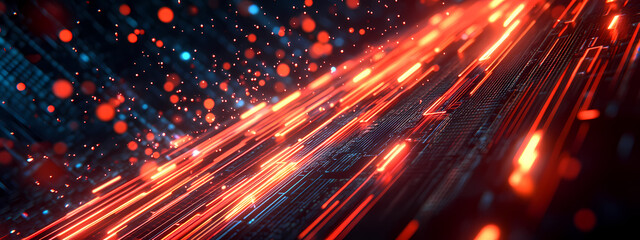 Obraz premium Neon Cyberpunk Speedlines with Carbon Texture