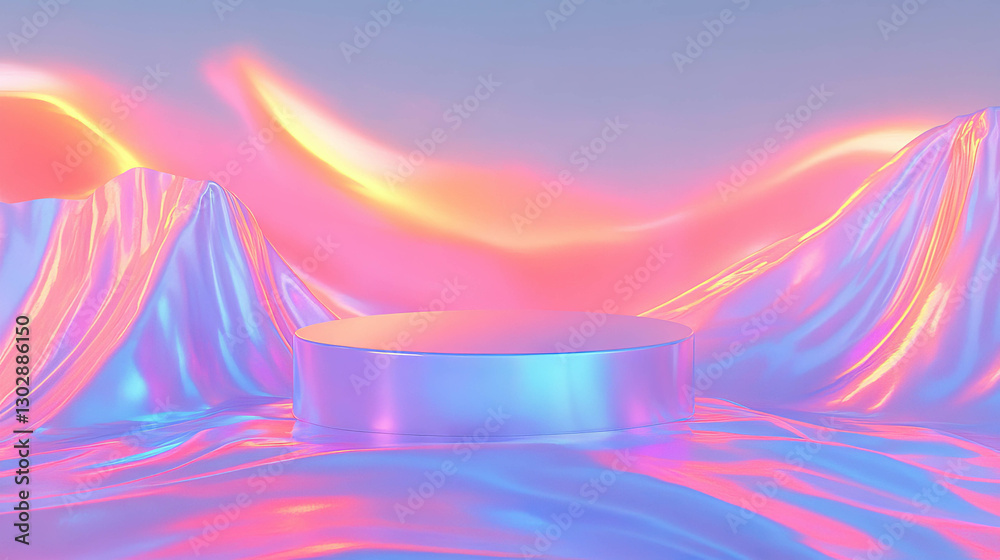 Poster Futuristic abstract background with colorful podium for design and display concepts