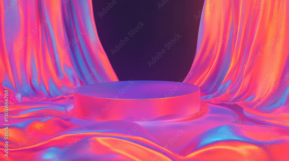 Aufkleber Vibrant abstract background with podium for creative display and design concepts