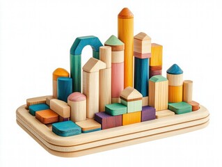 Fototapeta premium Colorful Wooden Building Blocks for Creative Play and Learning