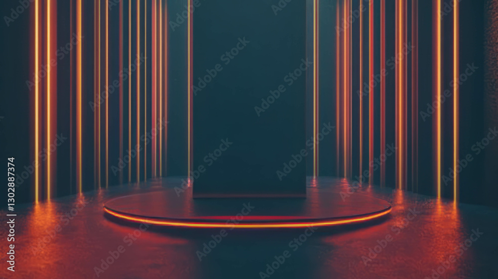 Aufkleber Futuristic abstract background with illuminated podium for design projects