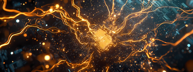 Cybernetic AI Processor with Electric Pulse