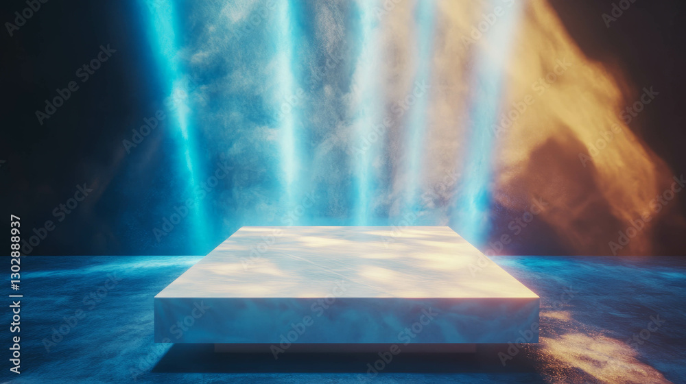 Poster abstract geometric background with illuminated white platform