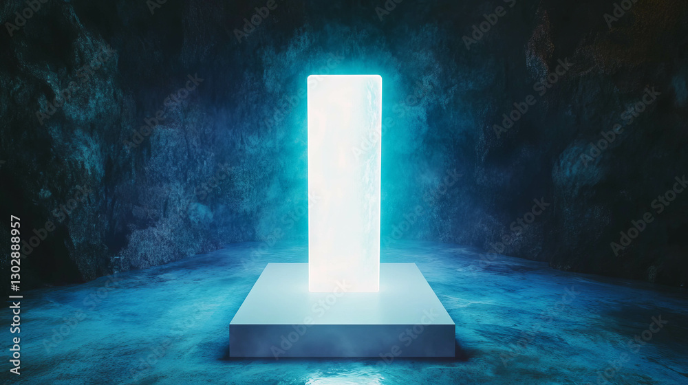 Leinwandbilder futuristic abstract background with illuminated white rectangle for digital design projects
