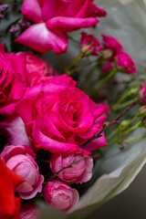 Beautiful Bouquet of magenta fuchsia color roses