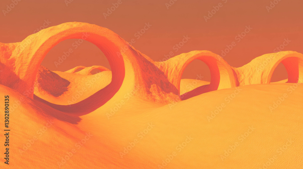 Poster abstract background with textured arches and desert landscape for creative design
