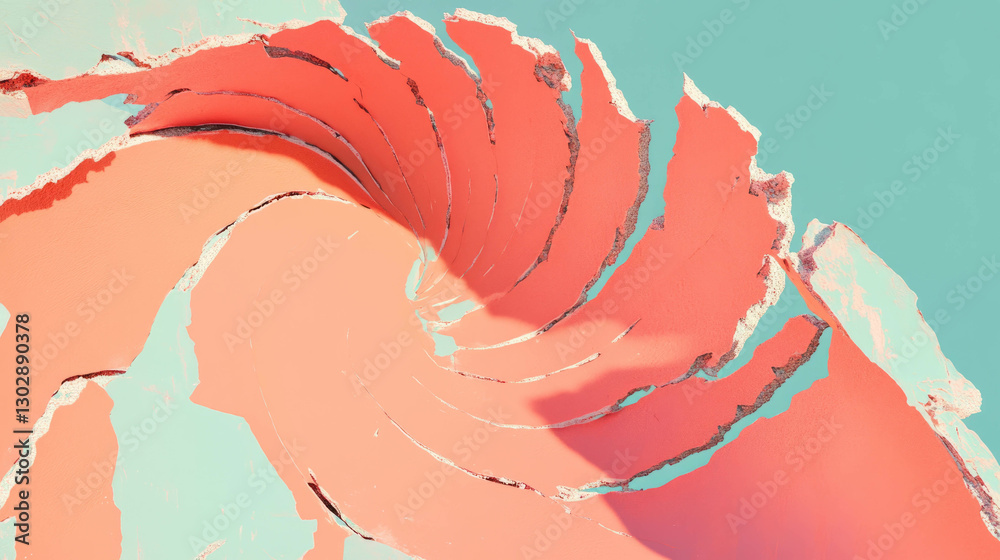Poster dynamic abstract background featuring cracked arch forms in pastel tones for creative design