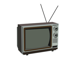 Retro vintage television with antenna - old tv set illustration for nostalgic design
