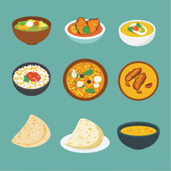 Assorted Indian Dishes Vector Illustration Displaying Culinary Artistry