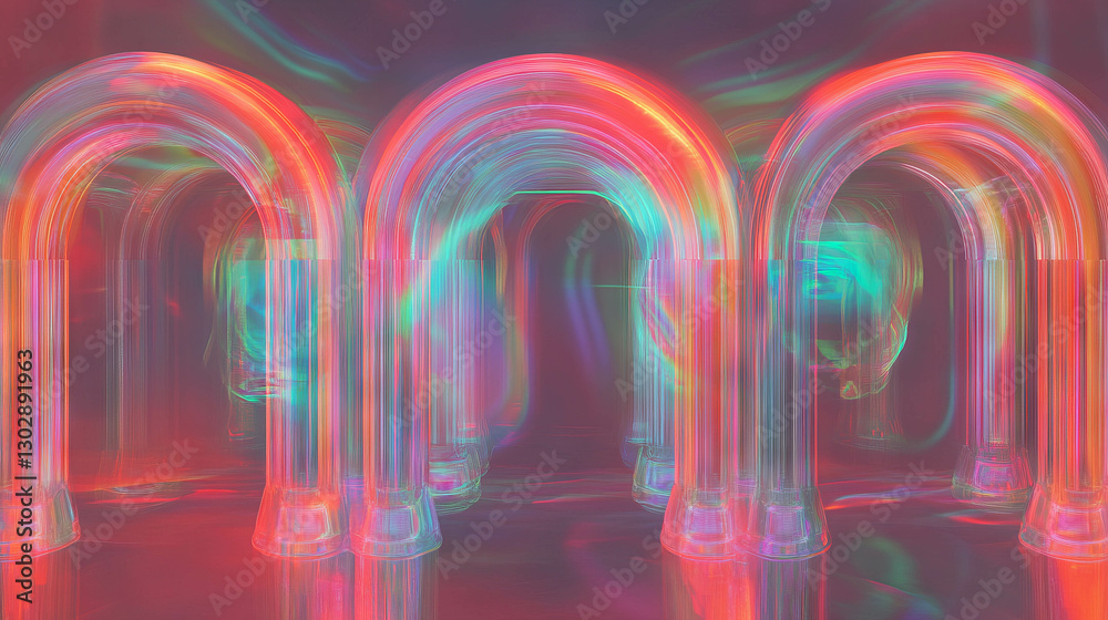 Poster Abstract background featuring intersecting colorful arches for contemporary design