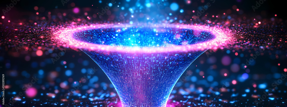 Wall mural digital data transfer in a virtual funnel