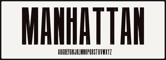 Condensed rough vector font. Uppercase alphabet with soft texture.