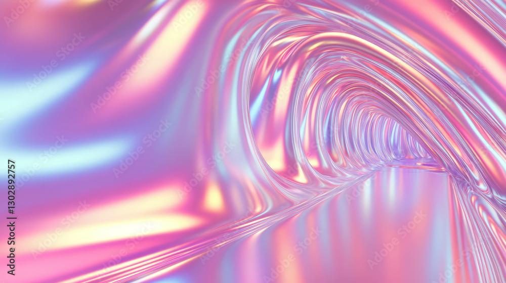 Poster Futuristic tunnel with smooth metallic arches in abstract design