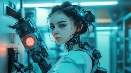 Cyberpunk Girl: A Futuristic Vision of Technology and Humanity