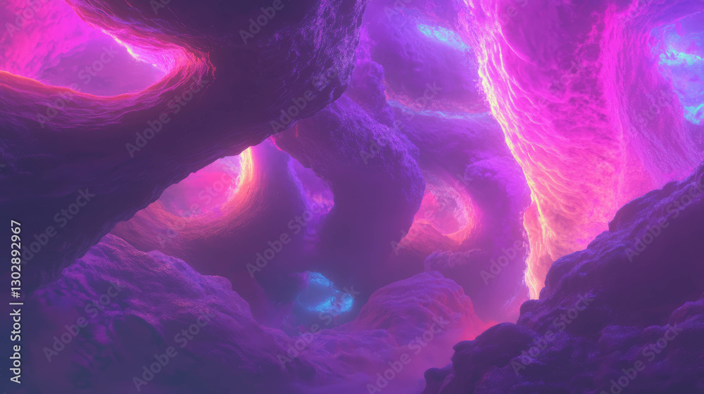 Poster Vibrant abstract background with swirling clouds and colorful vortex