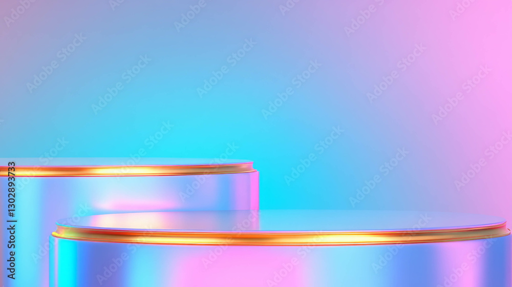 Poster vibrant abstract background with colorful gradient and metallic shapes for modern design
