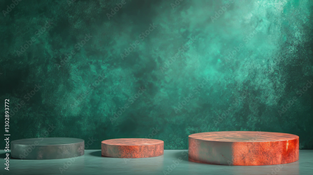 Poster Abstract background with three different sized pedestals for display and presentation design